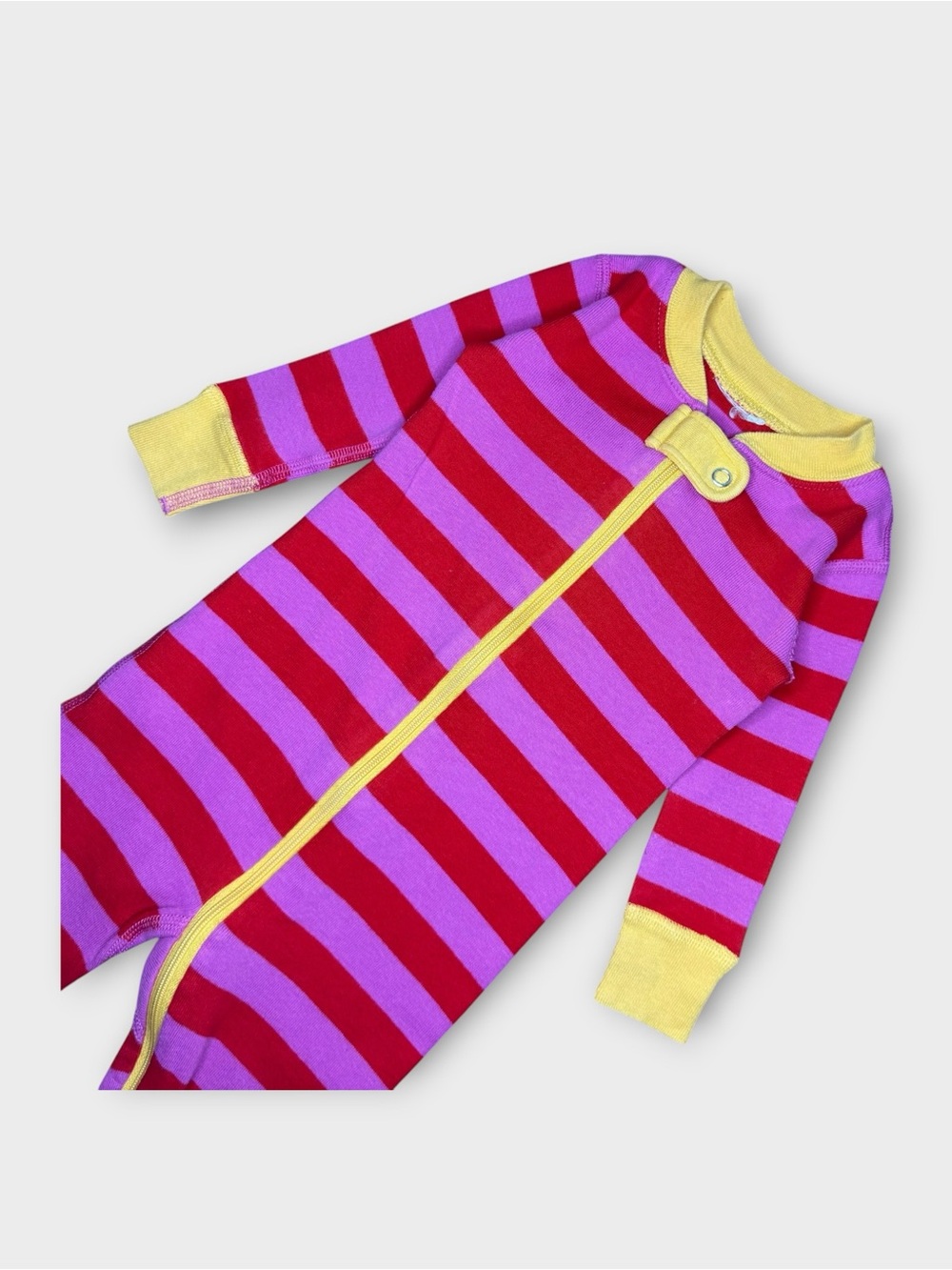 Hanna Andersson Red & Pink Rugby Striped Organic Sleeper - Picture 2 of 4